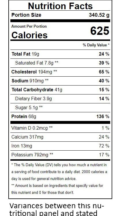 Quesadilla Large Nutritionals