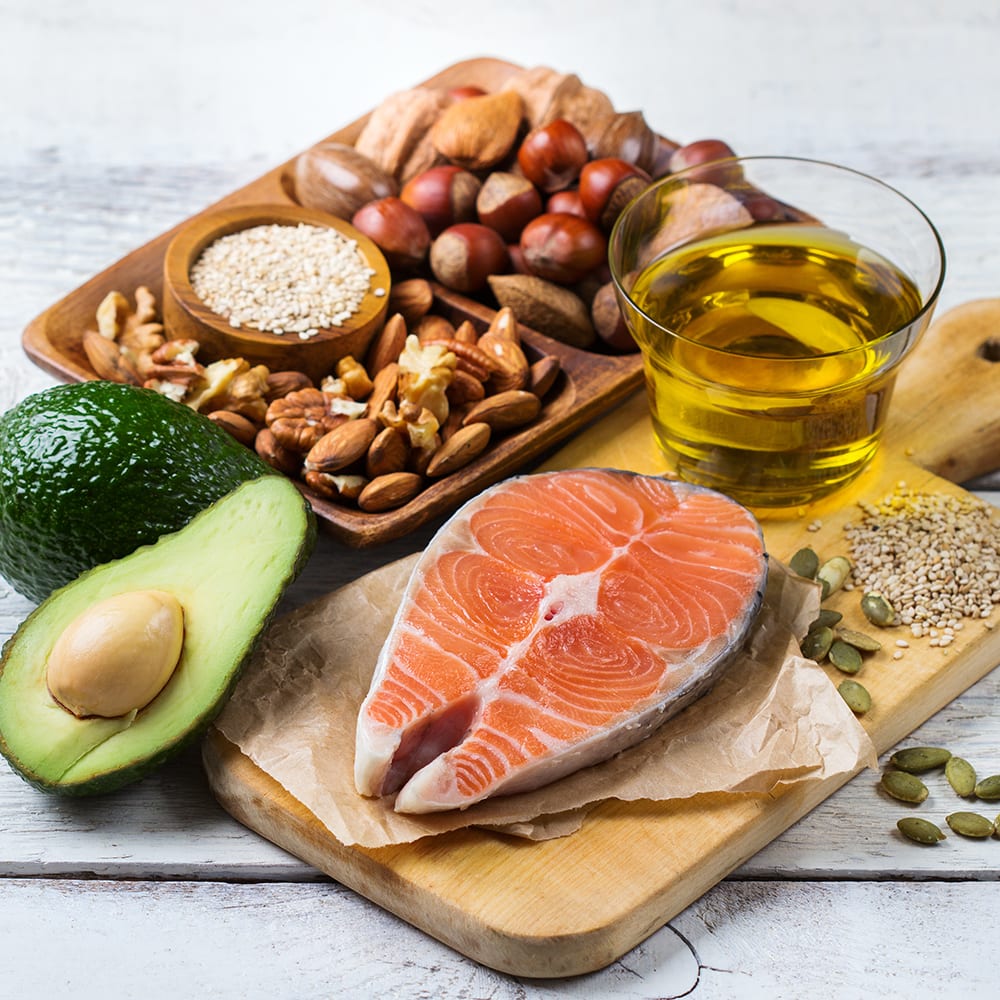 Nuts, salmon and avocado the Good Fats, Healthy Meal Delivery Vancouver