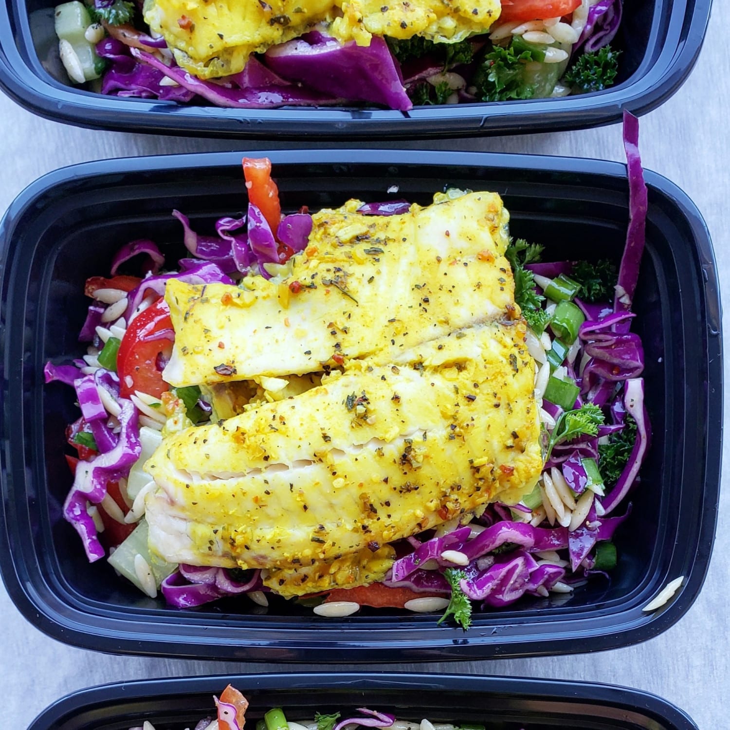Roasted Tilapia with Orzo Salad, healthy meal prep