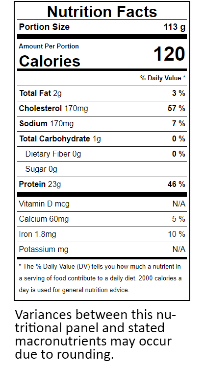Foodie Fit healthy meals delivered - Pacific White Prawns 4 oz nutrition
