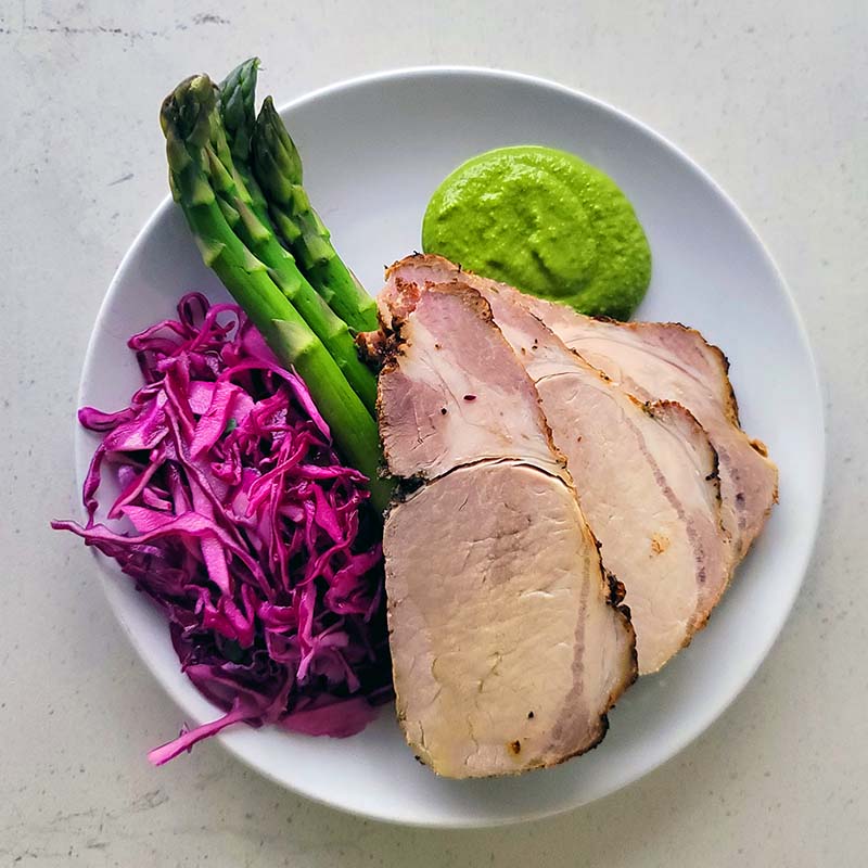 Foodie Fit healthy meal delivery - Roasted Pork Loin and Cabbage Salad