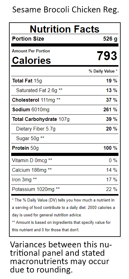 Sesame Broccoli Chicken Regular Nutrition